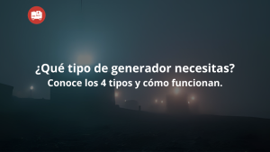 Generador eléctrico encendido suministrando energía en obra de construcción